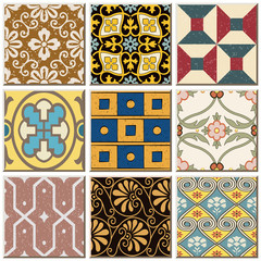 Vintage retro ceramic tile pattern set collection 056
