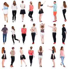 Fototapeta premium Collection Back view people. Rear view people set. backside view of person. Isolated over white background .