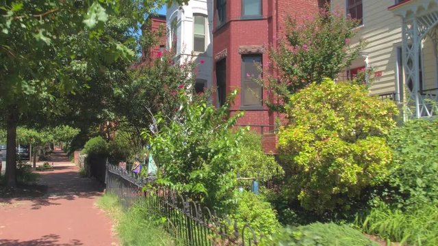 Stock video of red brick homes in Washginton DC