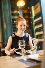 Young woman in restaurant