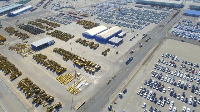 Aerial video of new cars at Port of Baltimore