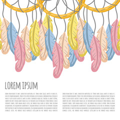 Tribal cartoon dreamcatcher with feathers