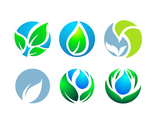 Abstract Natural Leaf Round Logo Icon