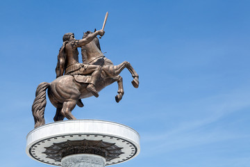 Warrior on a horse statue dedicated to Alexander the Great, Skopje, Macedonia - obrazy, fototapety, plakaty
