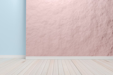 Empty interior light pink room with wooden floor, For display of