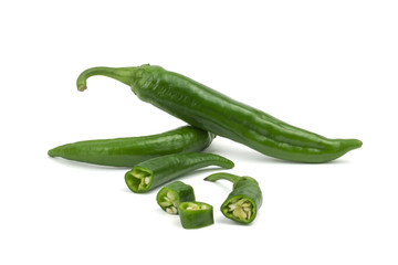 Green pepper isolated on white. Clipping path included in JPEG.