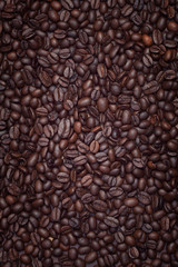 Background of dark roasted coffee beans