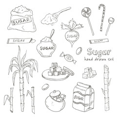 Doodle Set of sugar products Vector illustration