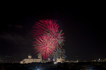 Fuegos artificiales durante la celebración de las Ferias y fiestas de Salamanca 2016