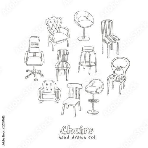 &ldquo;Doodle Set of chairs Vector&rdquo; fichier vectoriel libre de droits sur la