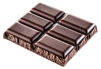 Pieces of chocolate bar. File contains clipping paths.