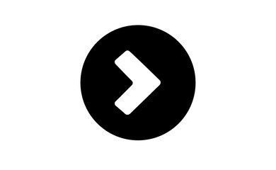 Vector right symbol arrow in black circle on white background