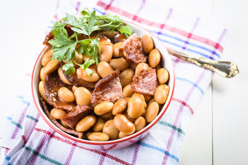 baked beans with chorizo sausage