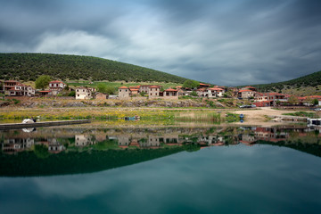 Fototapeta na wymiar Psarades, a small fishing village by Lake Prespa, Florina, Greece