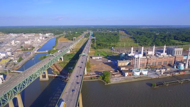 Aerial video of the Pennsville Power Plant New Jersey