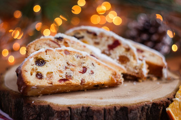 Stollen, traditional Christmas sweet holiday cake
