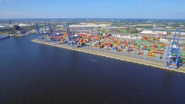 Aerial panoramic video of Port of Baltimore