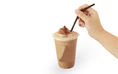 Ice mocha frappe on white background