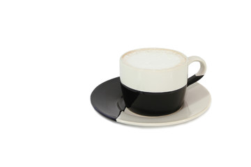 Hot Chocolate in ceramic mug on white background