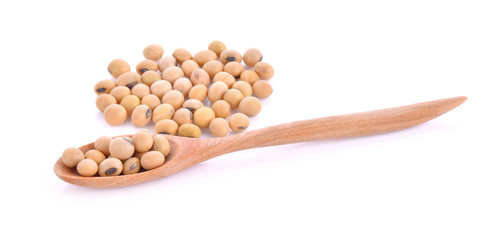 Soybeans on a wooden spoon