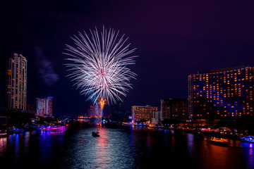 Beautiful colorful firework display for celebration happy new ye