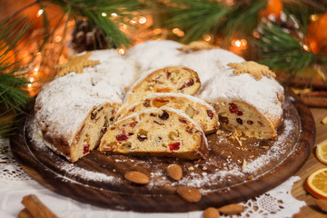 Stollen, traditional Christmas sweet holiday cake