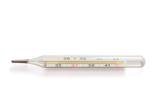 Mercury medical thermometer isolated on a white background