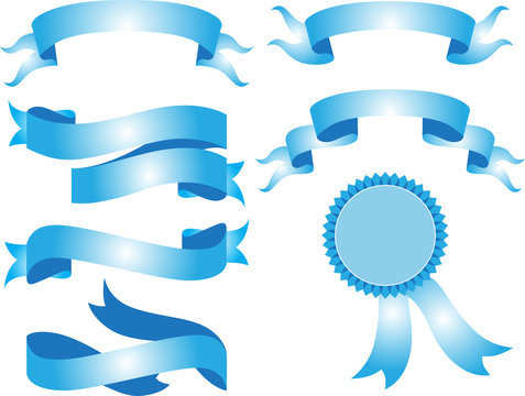 Blue Ribbon Banner Collection - vector illustrations