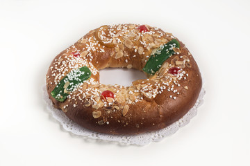 Kings cake, Roscon de Reyes, spanish traditional sweet to eat i