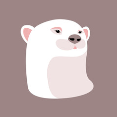 Polar bear head vector illustration style Flat