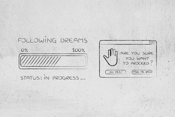 following dreams progress bar loading and pop-up are you sure