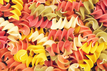 Multicolored Raw Spiral Pasta
