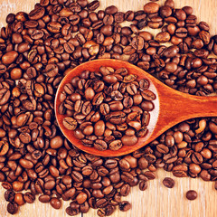 Wooden Spoon With Coffee Beans