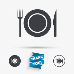 Food sign icon. Cutlery symbol. Knife and fork.