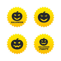 Halloween party icons. Pumpkin symbol.