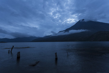 San Pedro Volcano from Santiago Atitlan at Dusk