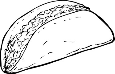 Outlined full beef taco over white