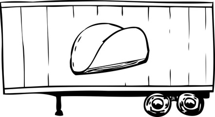 Outlined Truck Trailer with Taco Symbol