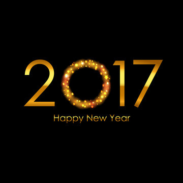 Happy New Year 2017 Gold Glossy Background. Vector Illustration