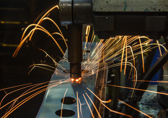 Fototapeta na wymiar Spot welding machine Industrial automotive part in factory