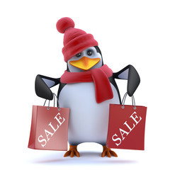 3d Christmas penguin has been to the sales