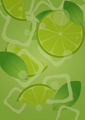 Mojito background. Fresh mojito with lime and green mint leaves