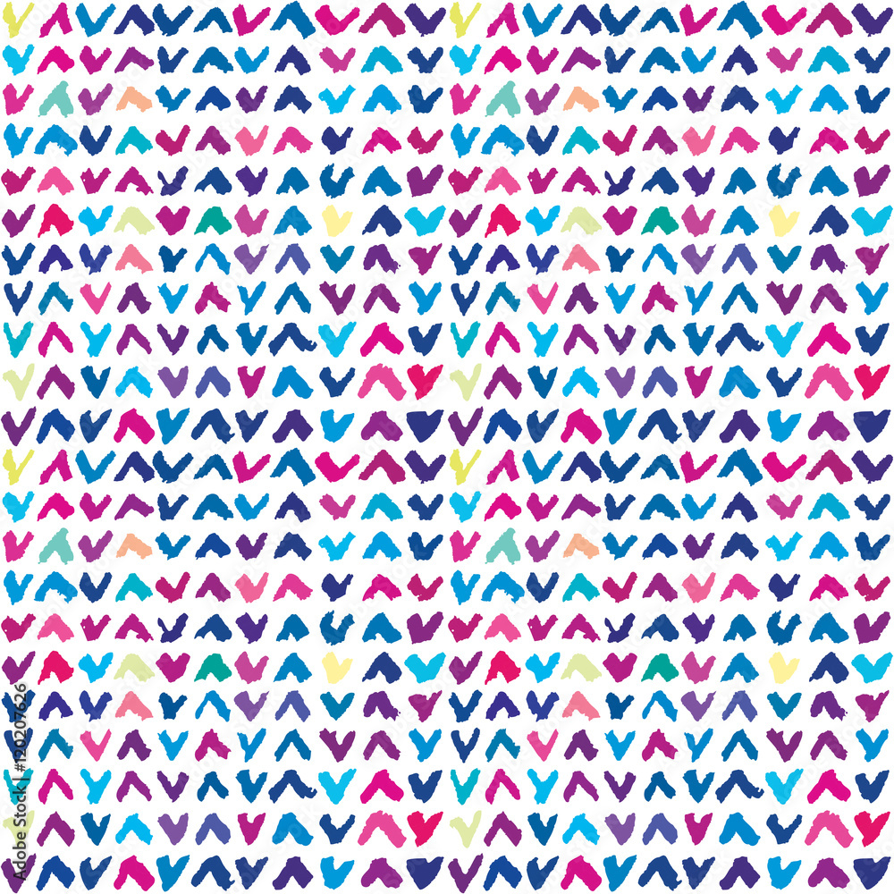 Poster Abstract seamless pattern with hand drawn colorful checkmarks