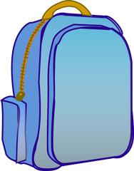 mochila escolar color azul sobre fondo blanco.. Vector ilustraci&oacute;n. 