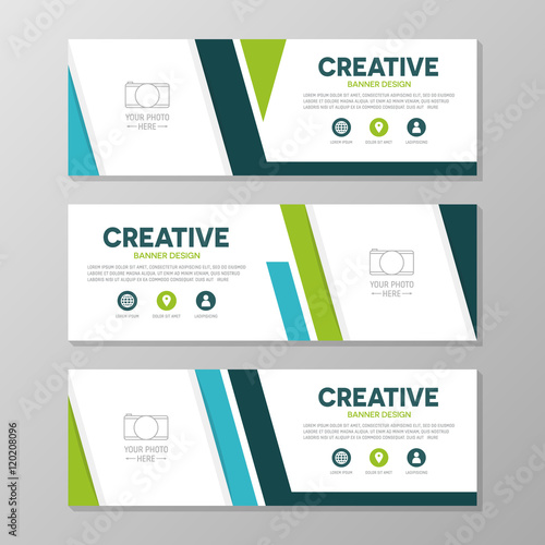 green and blue corporate business banner template horizontal banner layout
