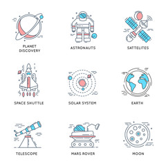 Space Universe Linear Icons