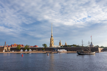 Saint-Petersburg fortness view from the water at morning time 