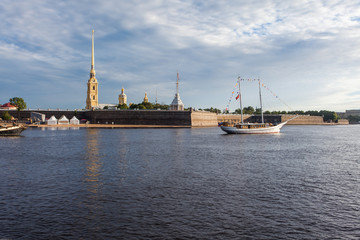 Saint-Petersburg fortness view from the water at morning time 