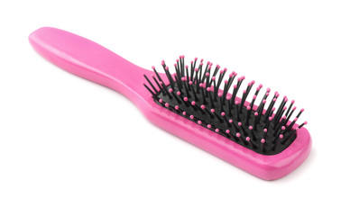 Pink wood hairbrush isolated