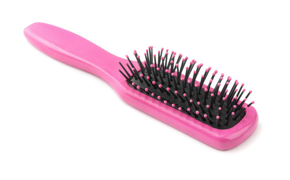 Pink Wood Hairbrush Isolated